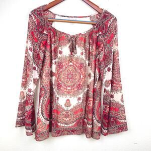 Y2K 90s Womens Top Sz L Whimsigoth Hippie Fairy Festival Flowy Boho Peasant